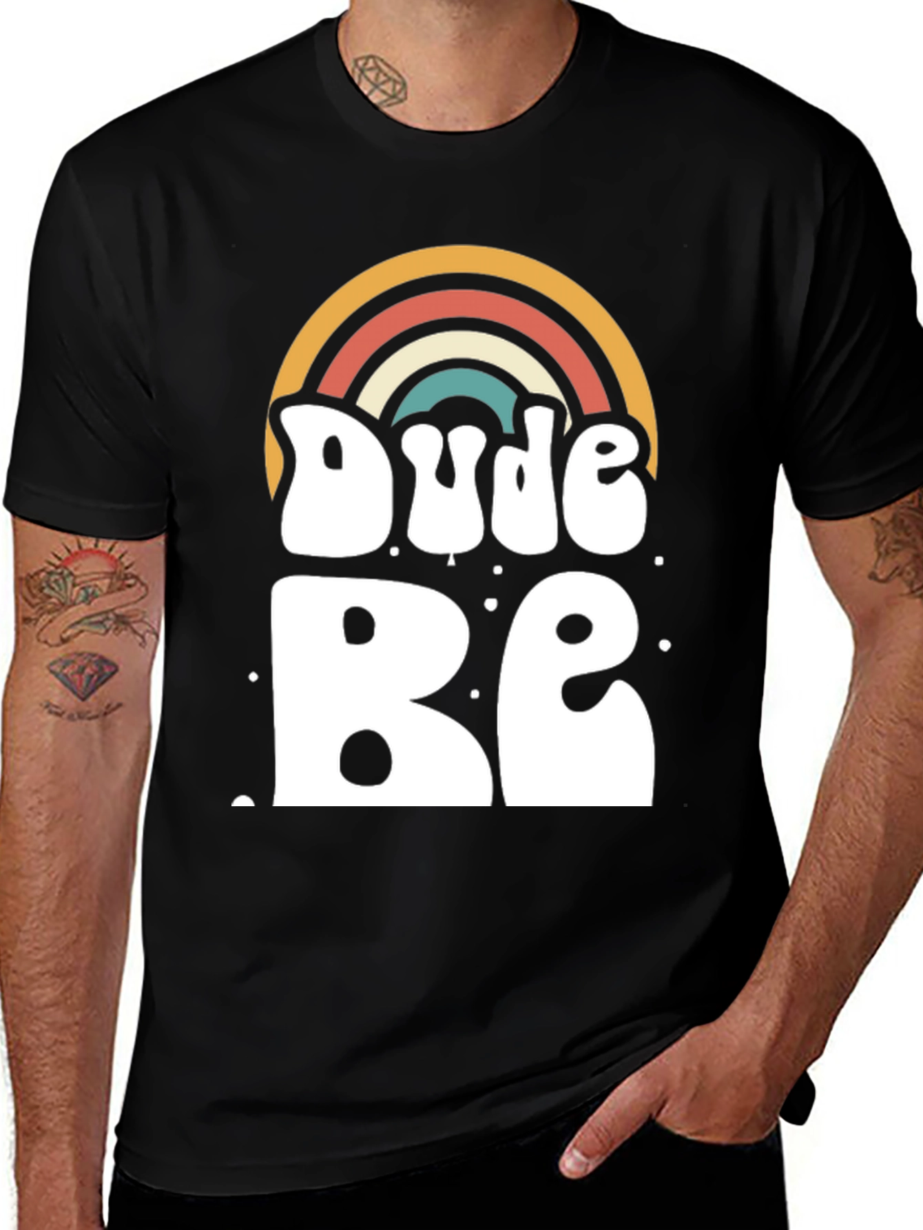 Dude Be Rainbow Graphic T-Shirt