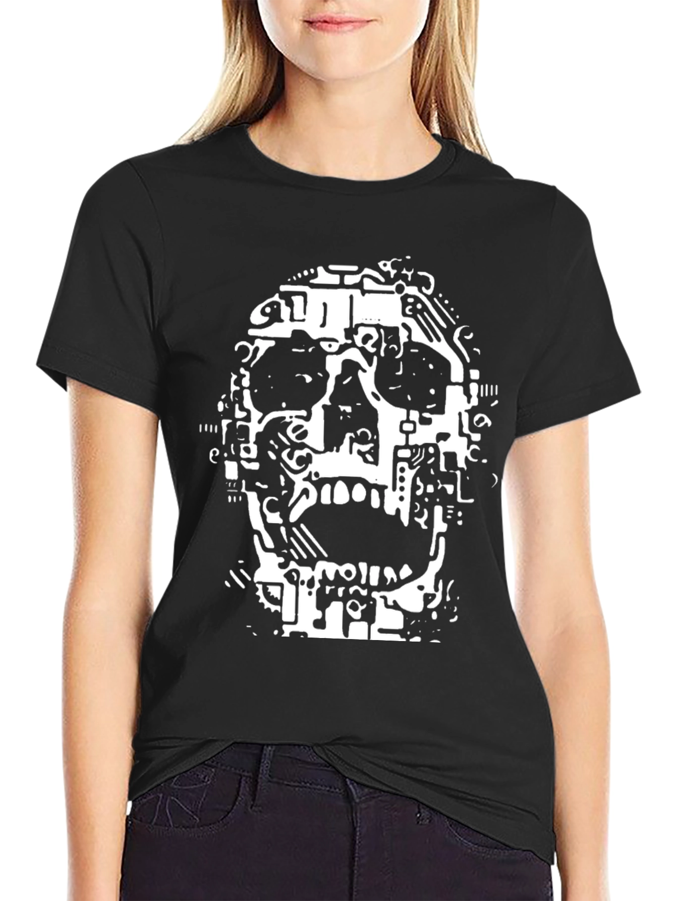 Tech Skull Black T-Shirt - Unique Graphic Tee