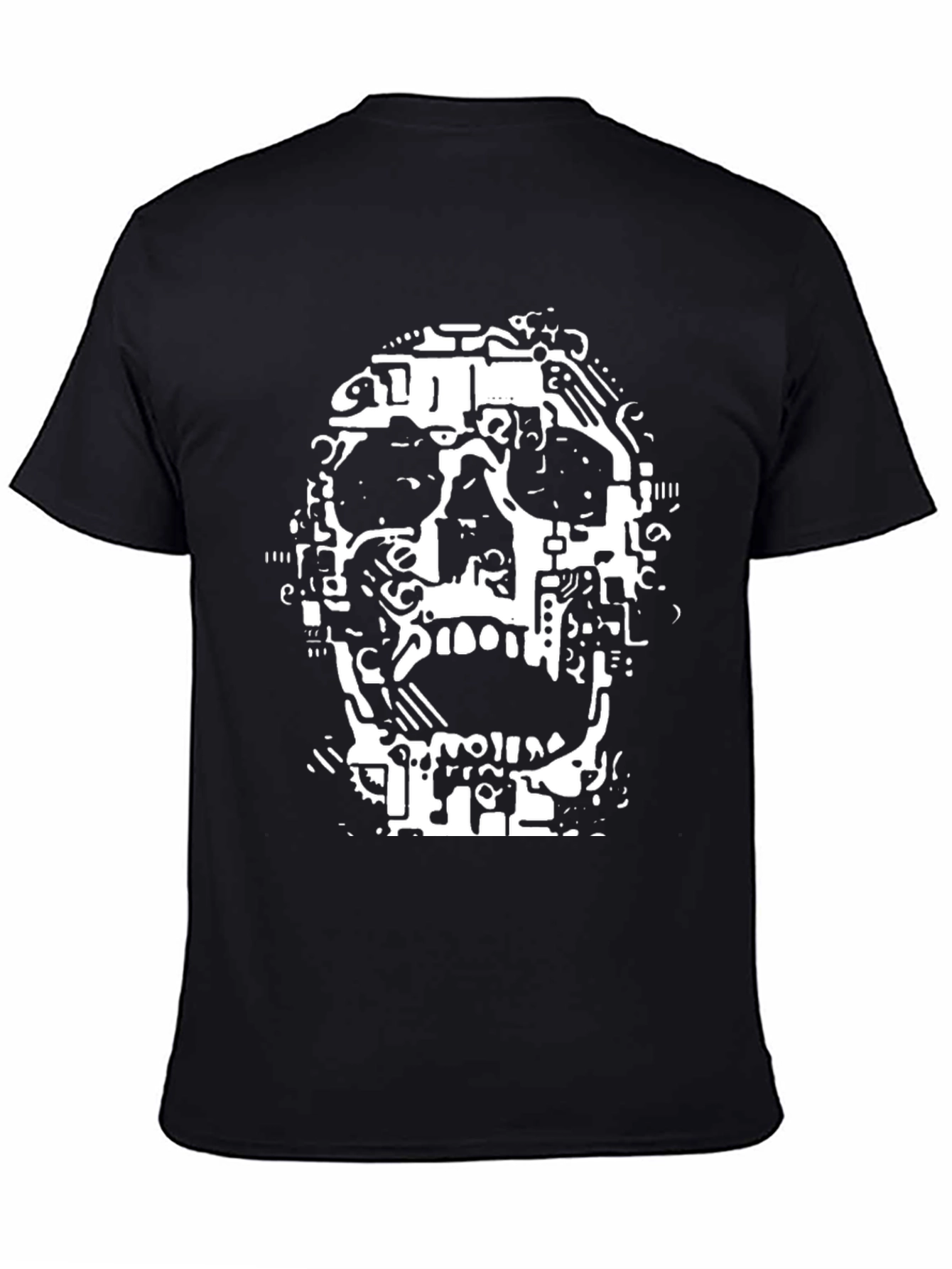 Tech Skull Black T-Shirt - Unique Graphic Tee