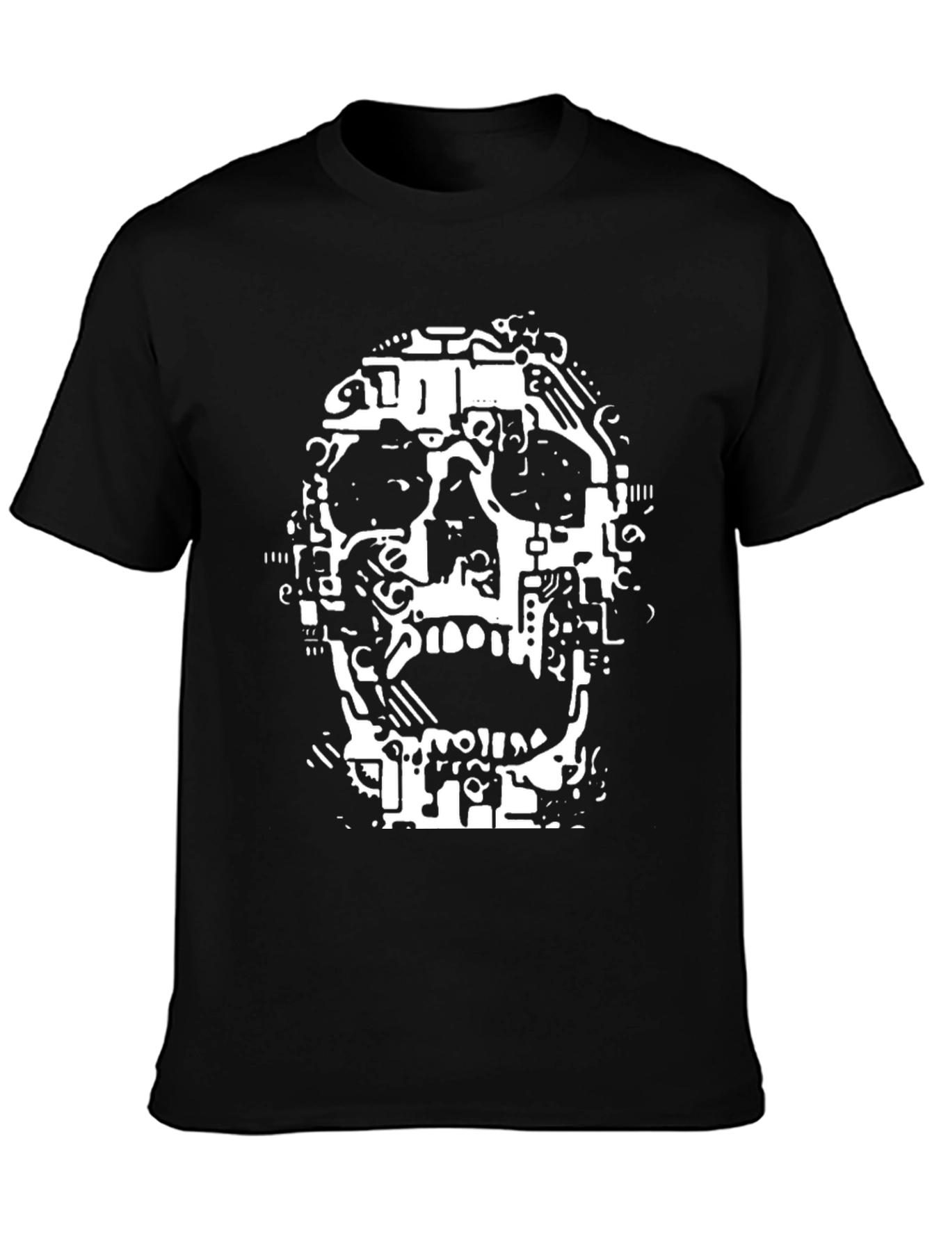 Tech Skull Black T-Shirt - Unique Graphic Tee