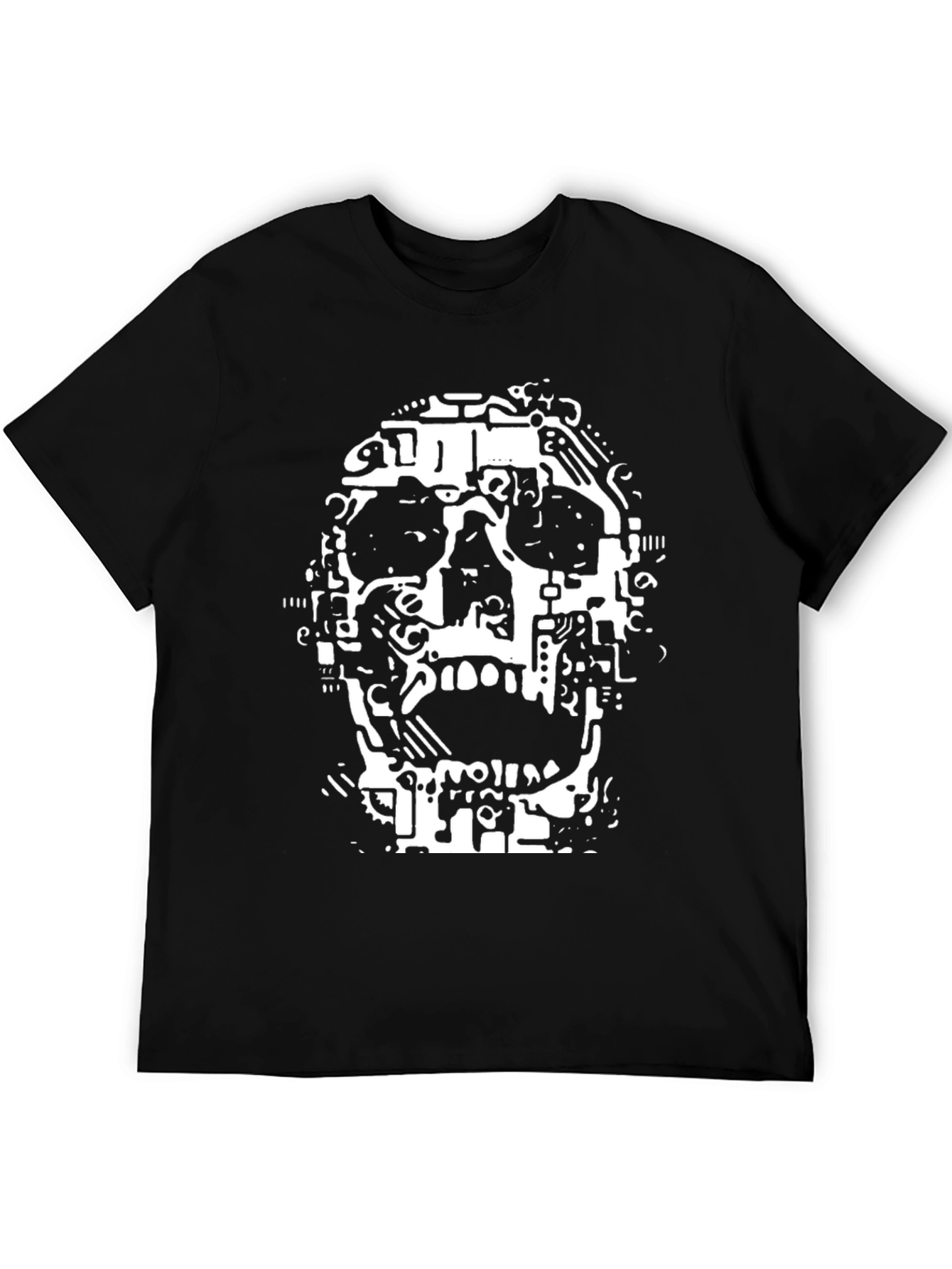 Tech Skull Black T-Shirt - Unique Graphic Tee