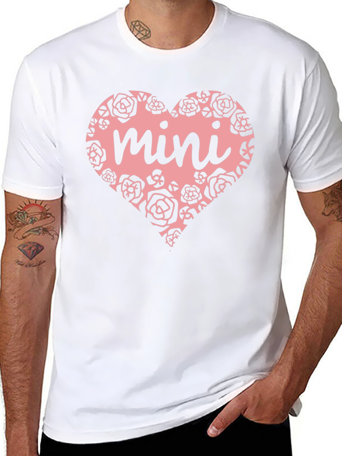 Mini Heart Rose Graphic Black T-Shirt