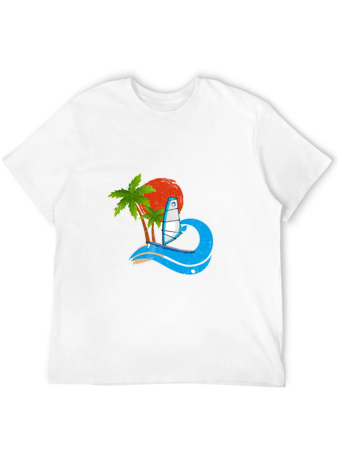 Tropical Surf Design Black T-Shirt