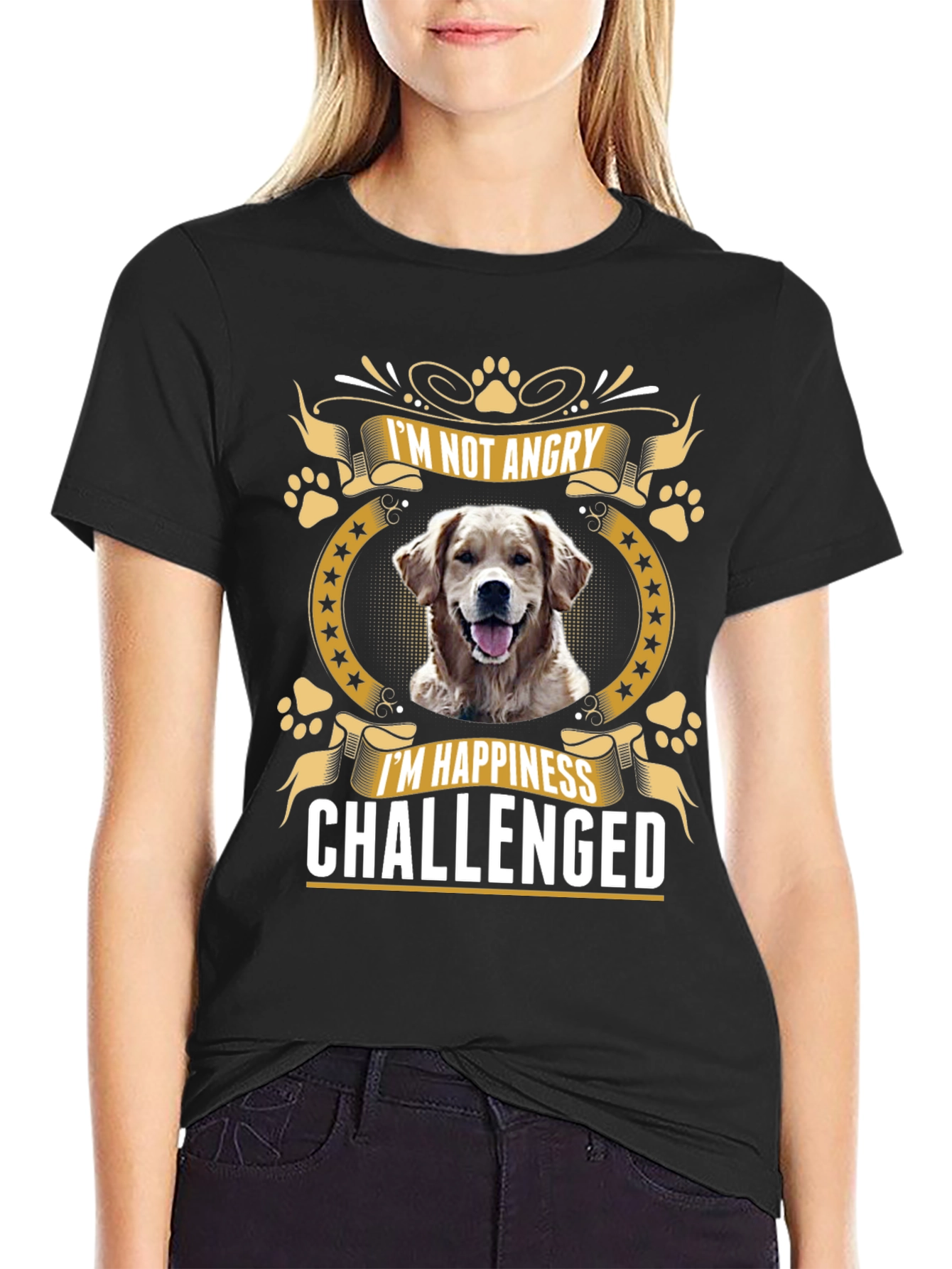 Im Not Angry Im Happiness Challenged Dog Lover T-Shirt