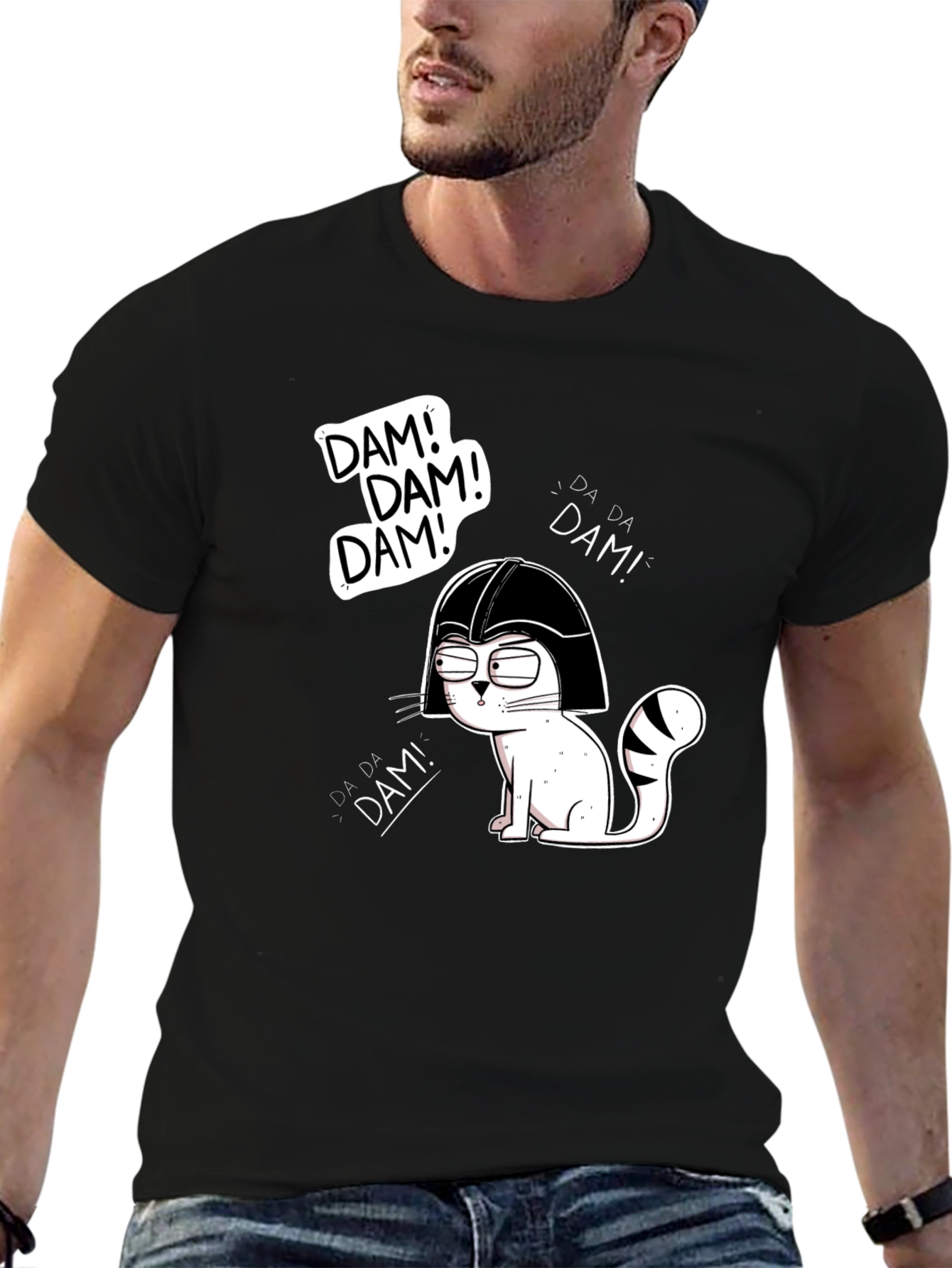 Funny Darth Vader Cat Graphic T-Shirt