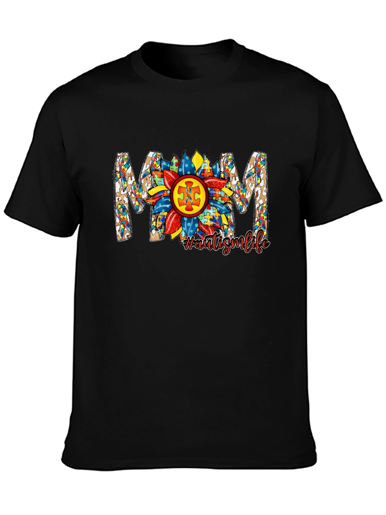Autism Awareness MOM T-Shirt Sunflower Puzzle