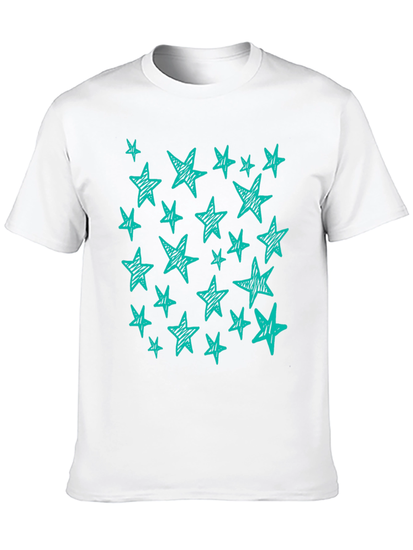 Starry Night Tee - Scribbled Star Design Black T-Shirt
