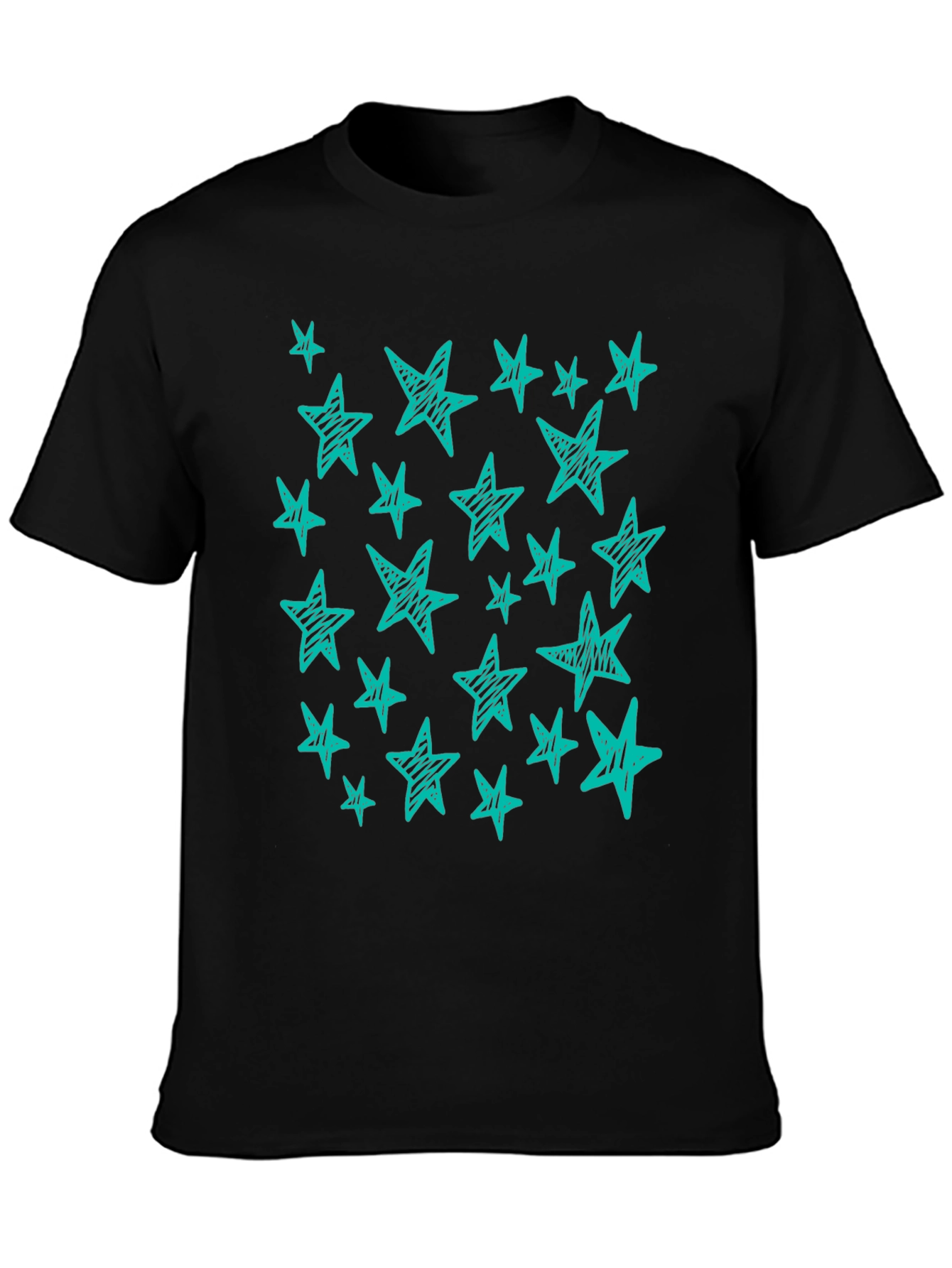 Starry Night Tee - Scribbled Star Design Black T-Shirt