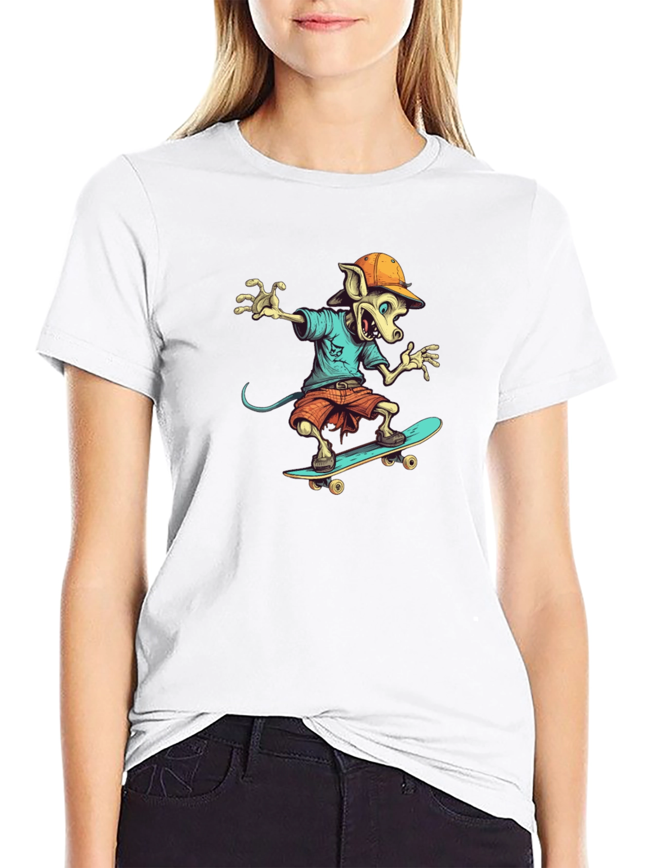 Skateboarding Rat Graphic T-Shirt