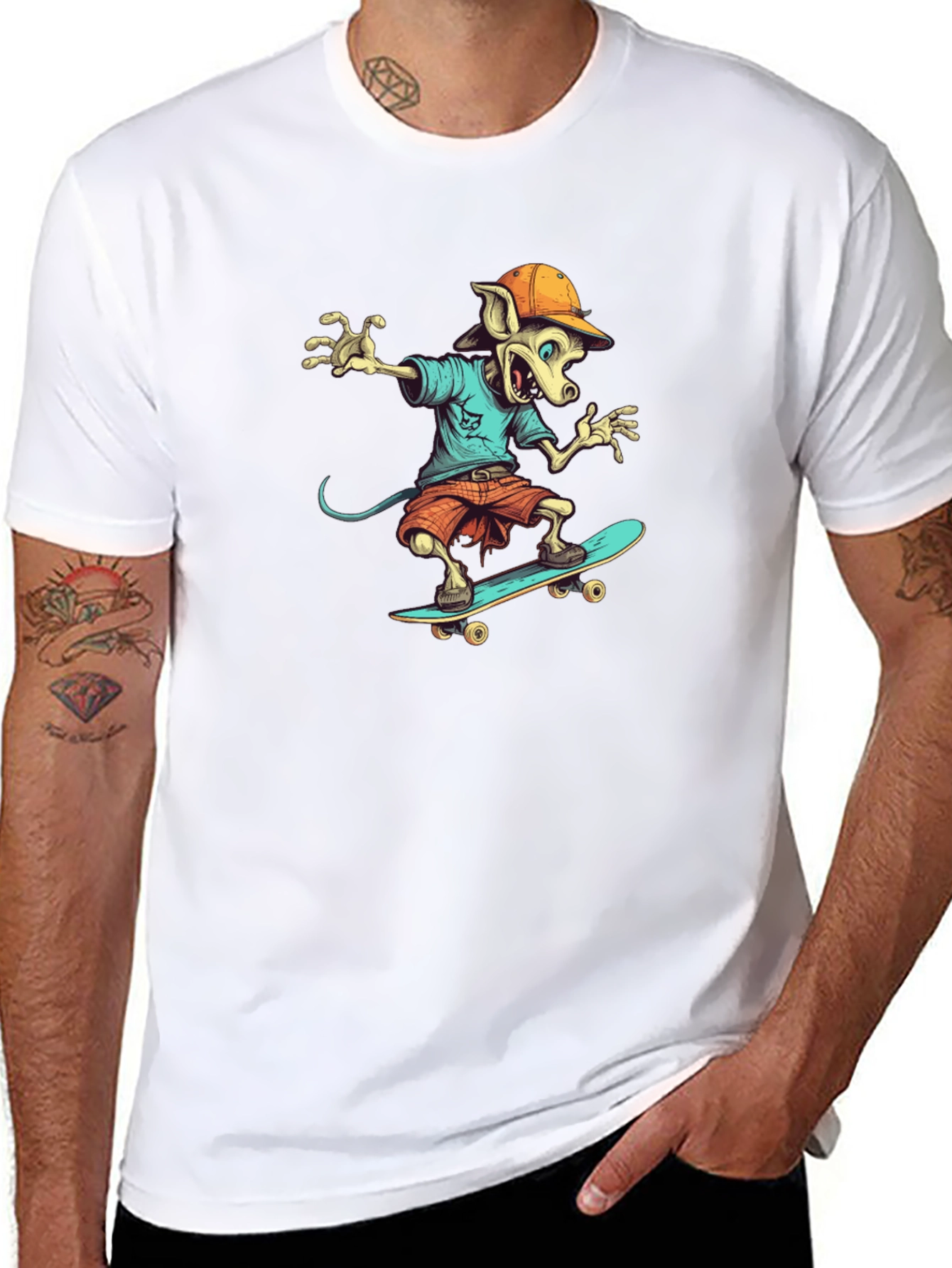 Skateboarding Rat Graphic T-Shirt