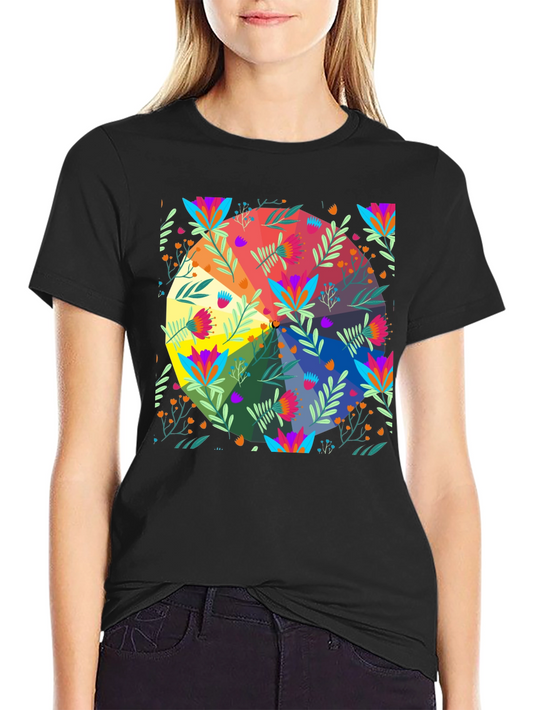 Floral Spectrum T-Shirt - Vibrant Graphic Print