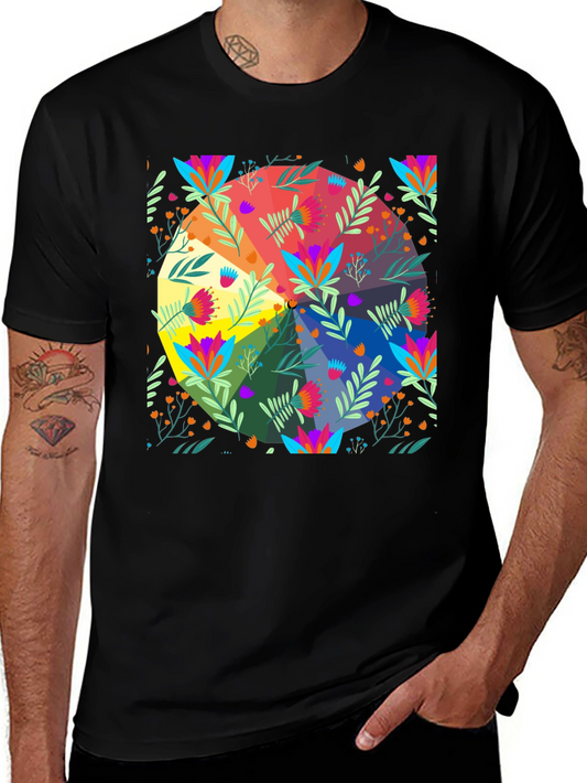 Floral Spectrum T-Shirt - Vibrant Graphic Print