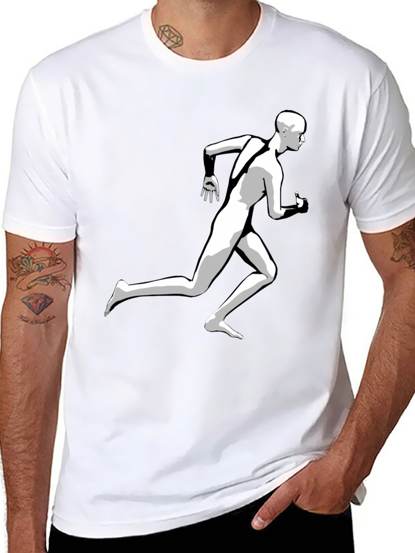 Running Man Graphic Tee - Cool Black T-Shirt