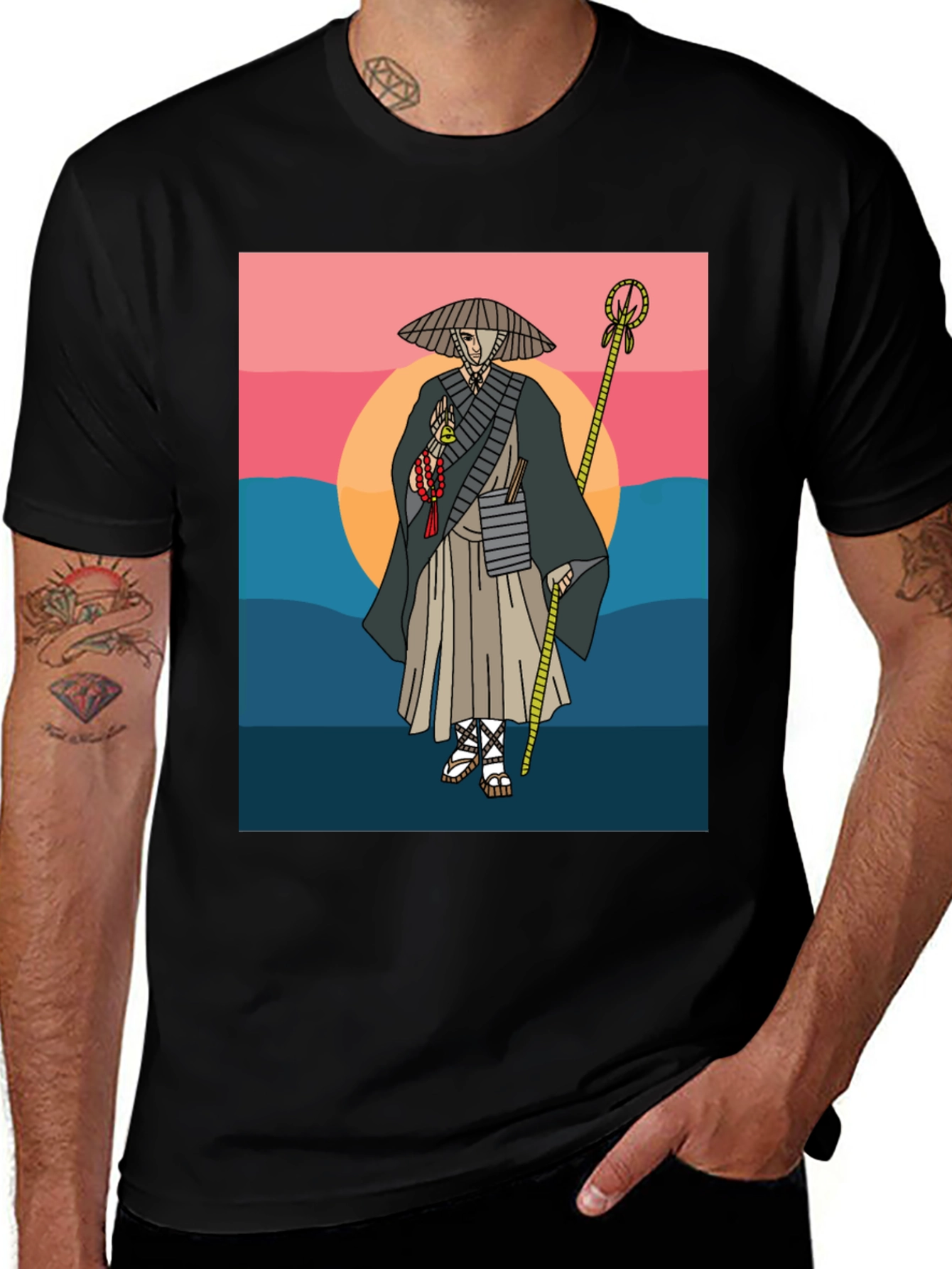 Samurai Sunset Graphic T-Shirt - Unique Design Tee