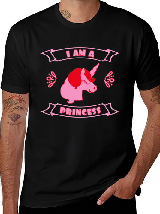 I Am A Princess Unicorn Graphic T-Shirt - Black