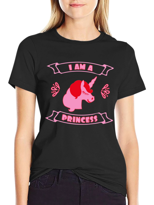 I Am A Princess Unicorn Graphic T-Shirt - Black