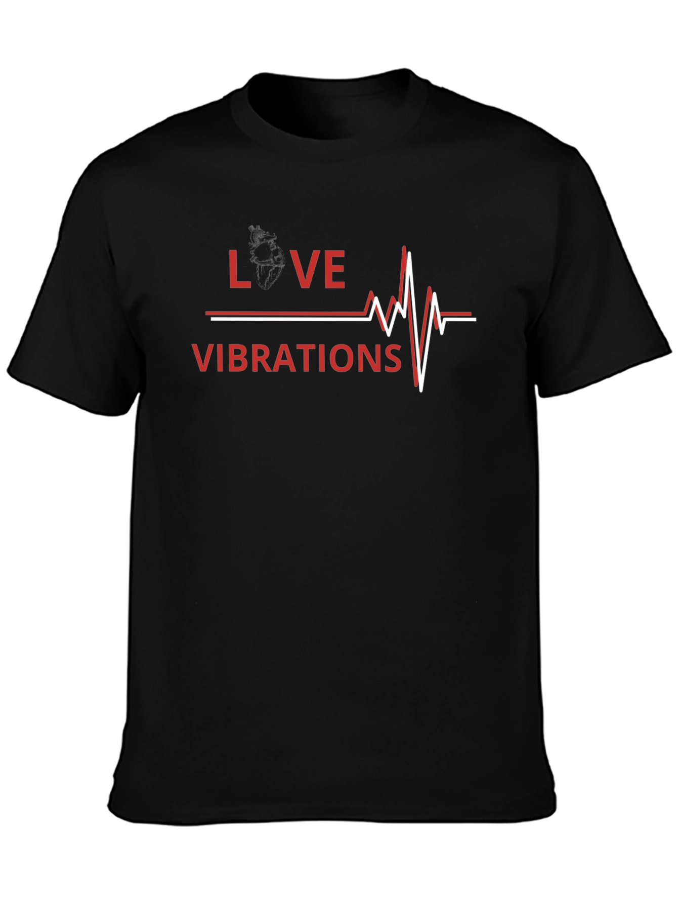 Love Vibrations Graphic Tee - Trendy Heartbeat Design