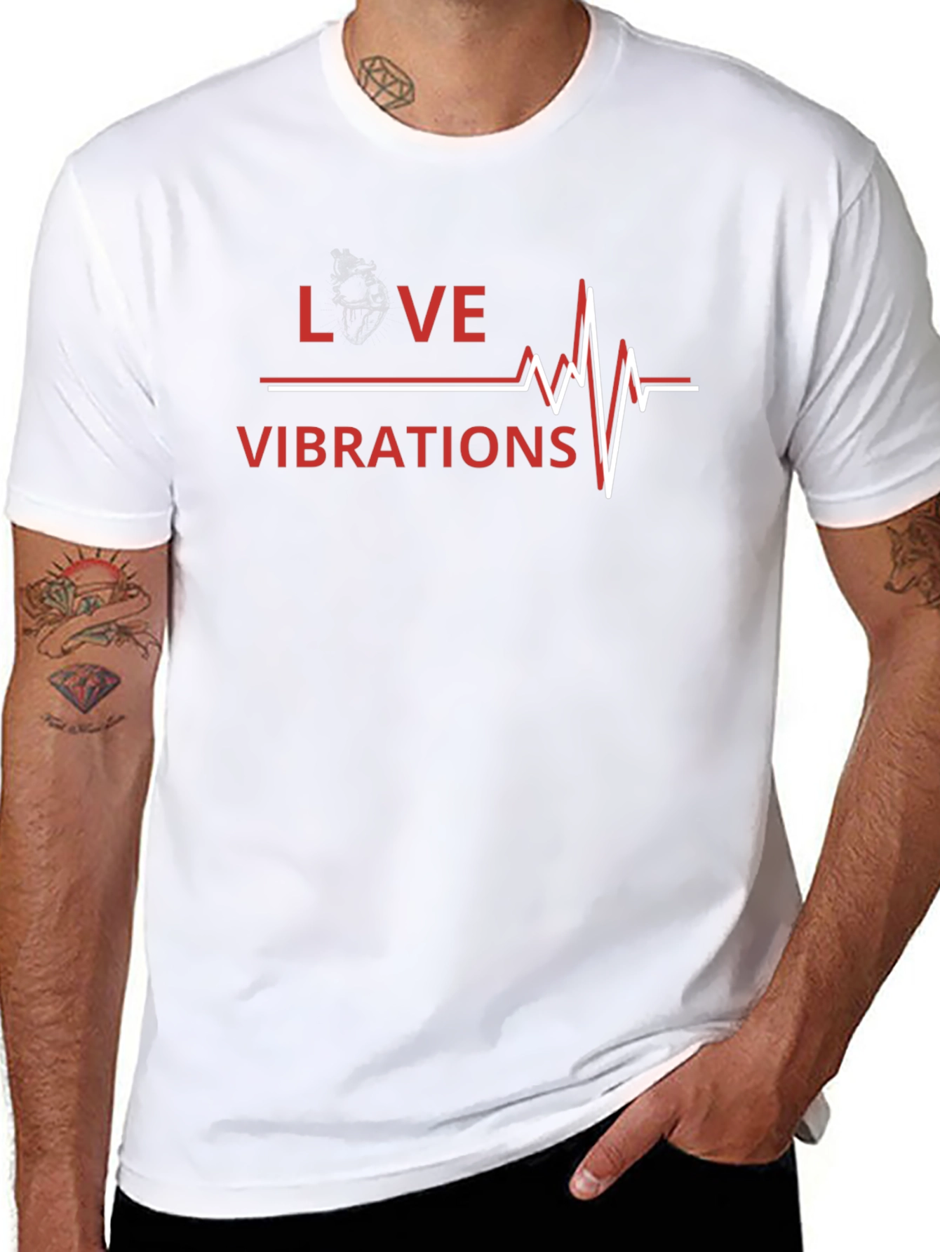 Love Vibrations Graphic Tee - Trendy Heartbeat Design