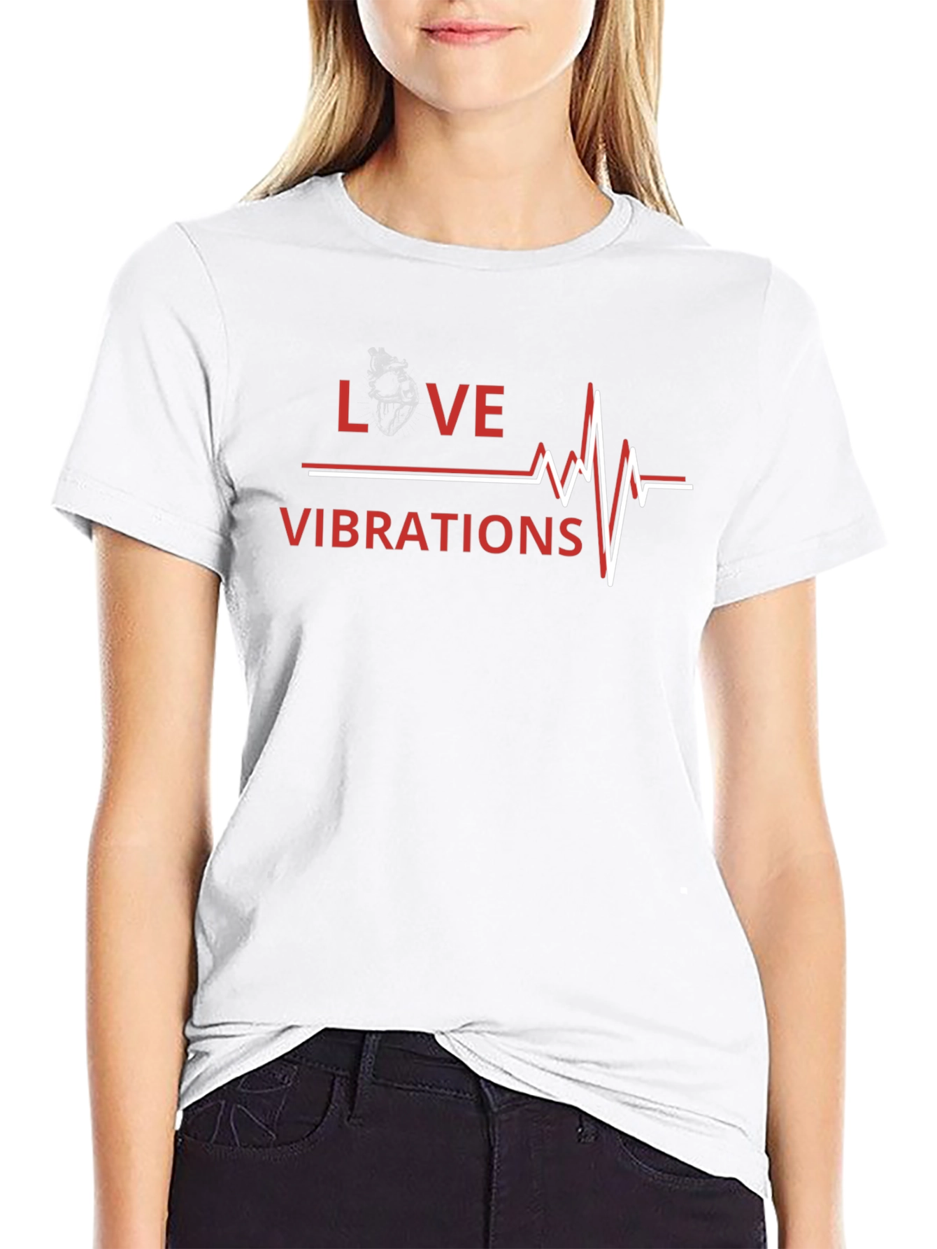 Love Vibrations Graphic Tee - Trendy Heartbeat Design