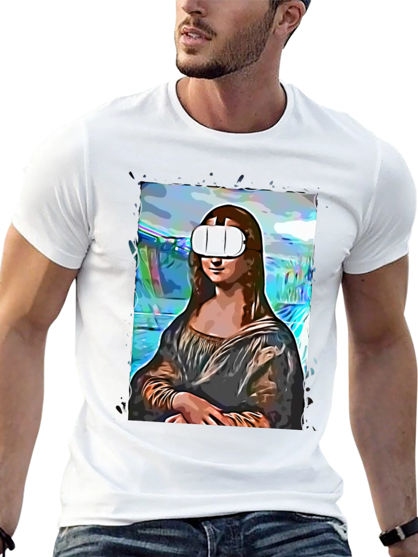 Mona Lisa VR Headset Graphic T-Shirt