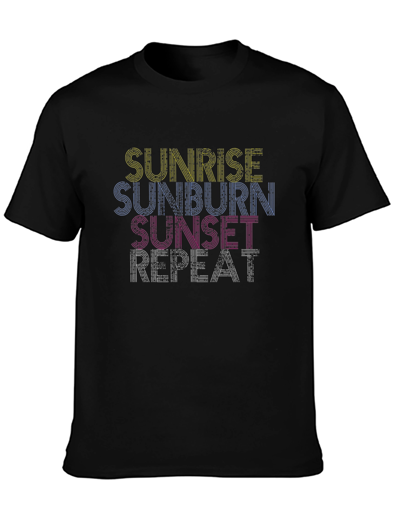 Sunrise Sunburn Sunset Repeat Black Tee