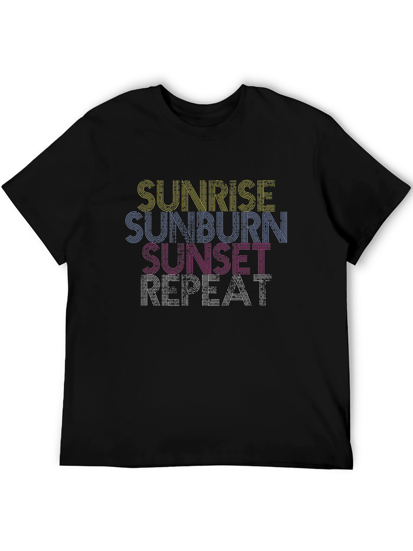 Sunrise Sunburn Sunset Repeat Black Tee