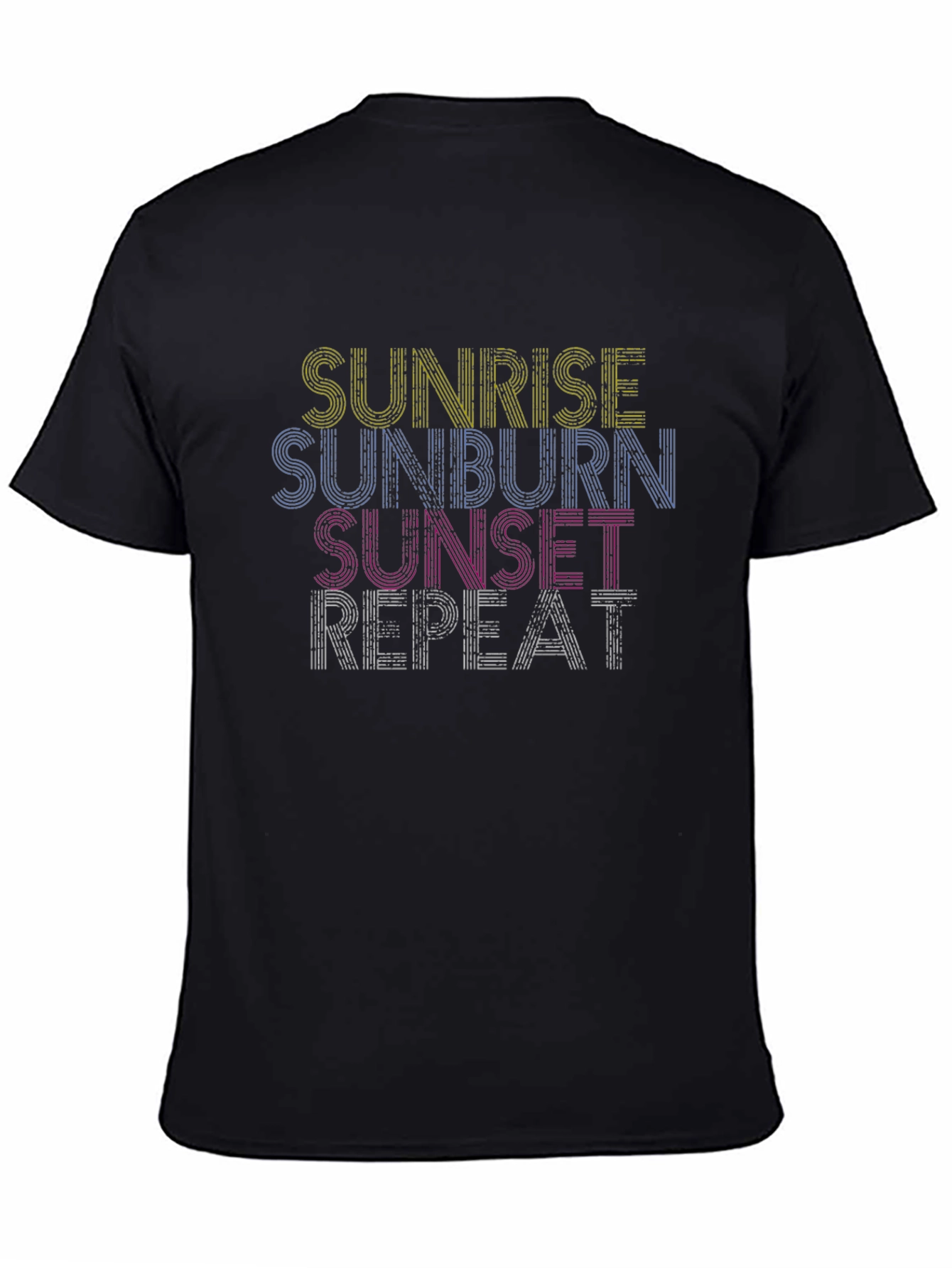 Sunrise Sunburn Sunset Repeat Black Tee