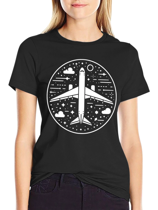 Airplane Circle Graphic Black T-Shirt