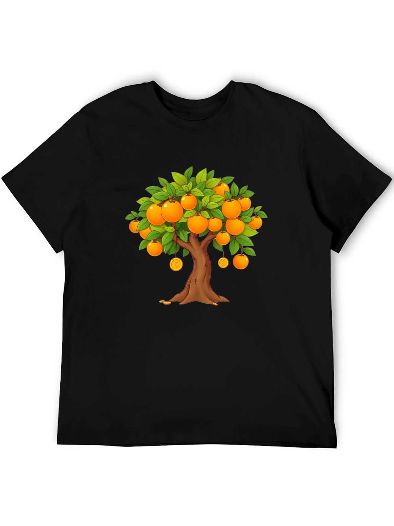 Orange Tree Graphic Print Black T-Shirt