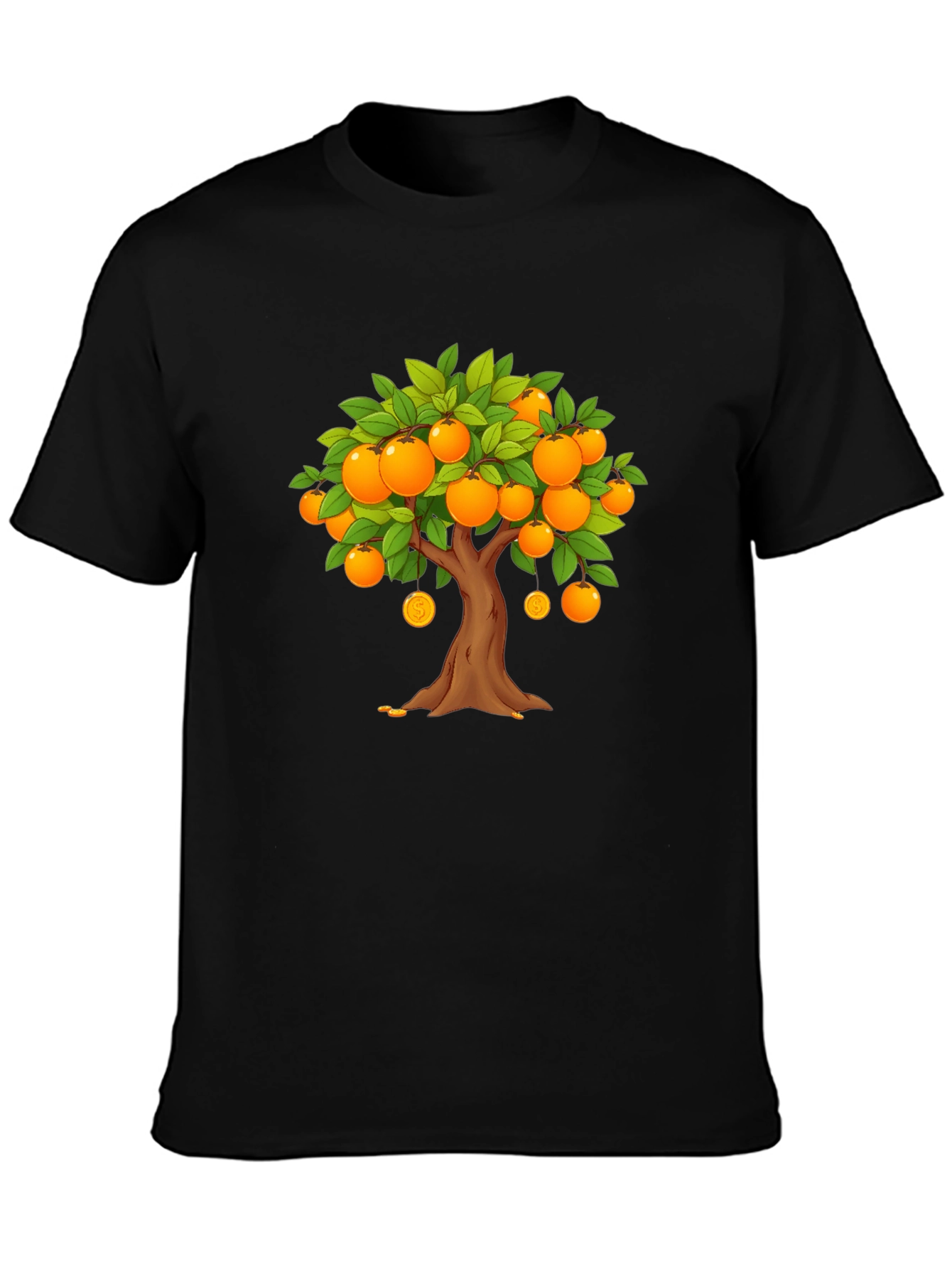 Orange Tree Graphic Print Black T-Shirt
