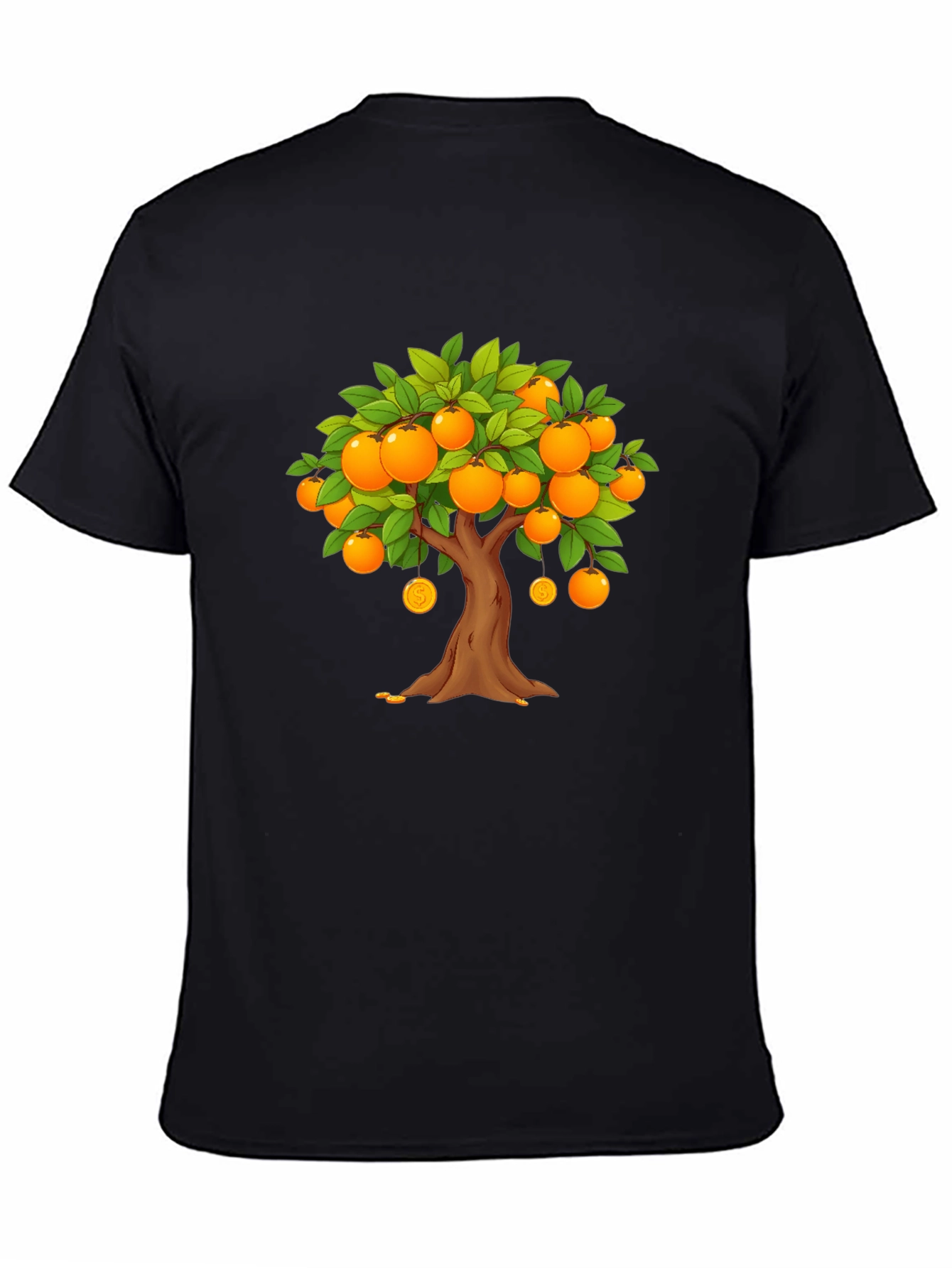Orange Tree Graphic Print Black T-Shirt