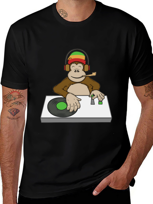 DJ Monkey Graphic Tee - Rastafarian Vibe