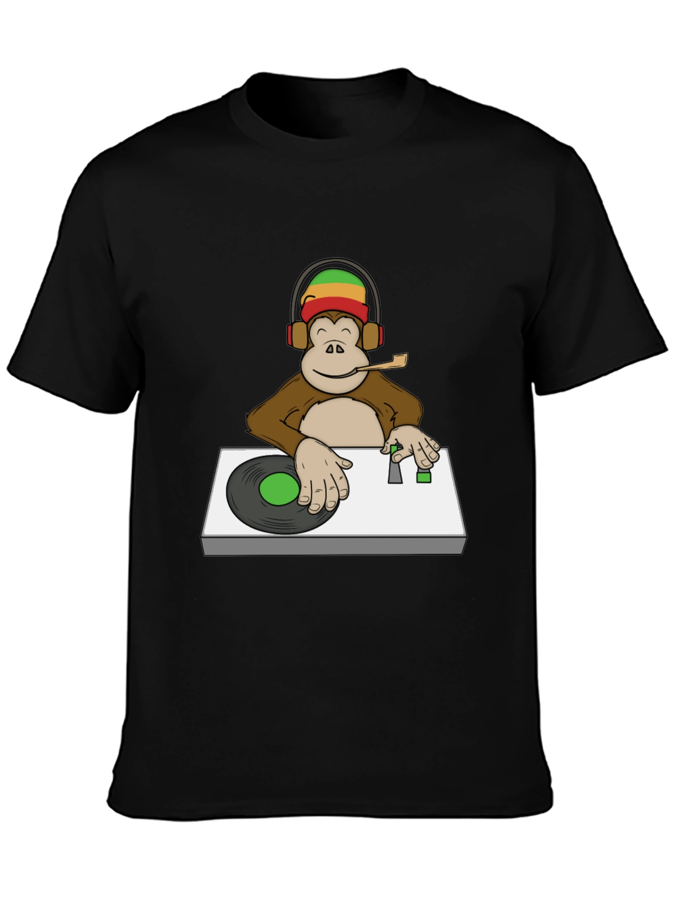 DJ Monkey Graphic Tee - Rastafarian Vibe