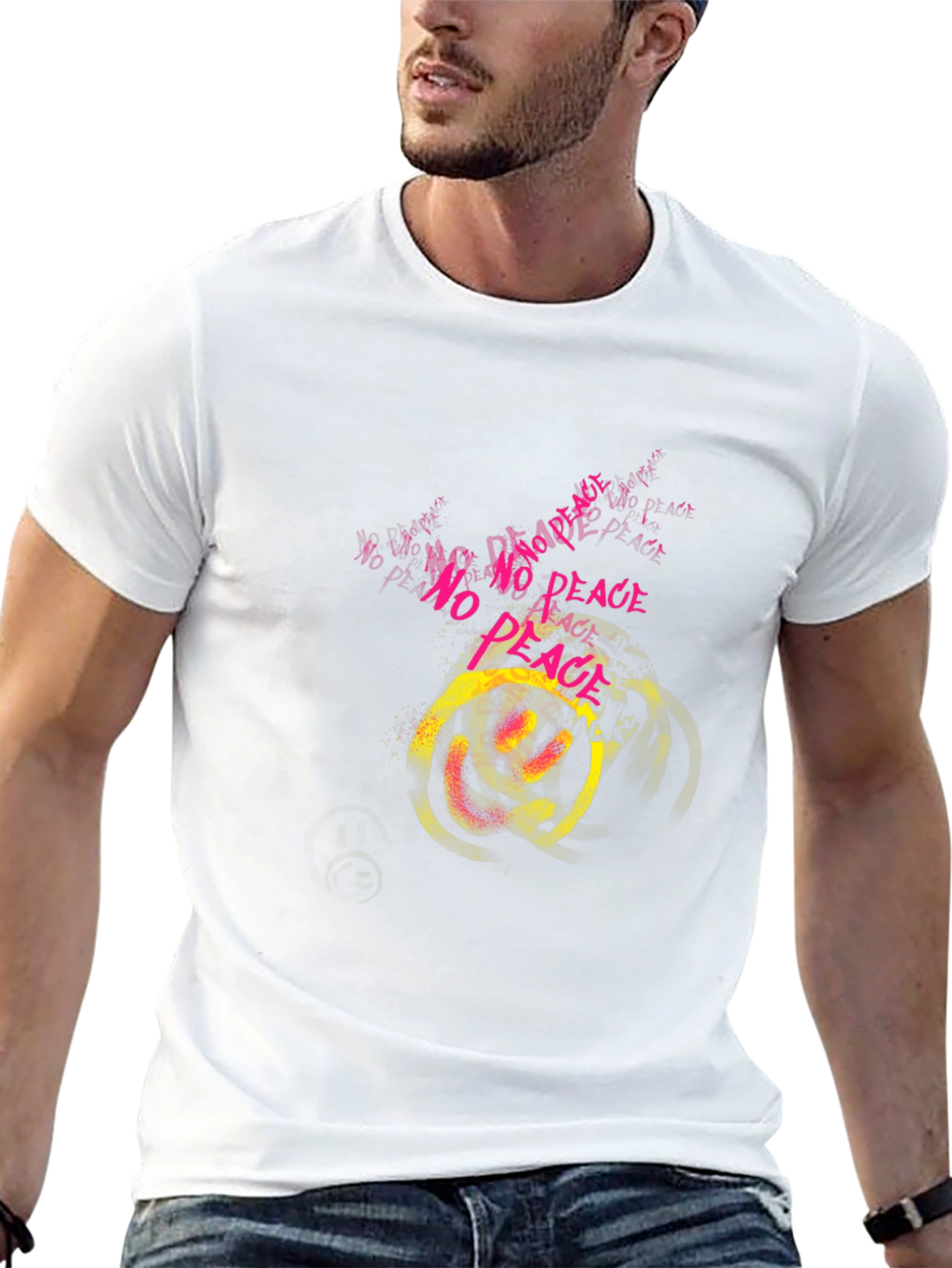 Edgy Graphic Print T-Shirt - No Peace