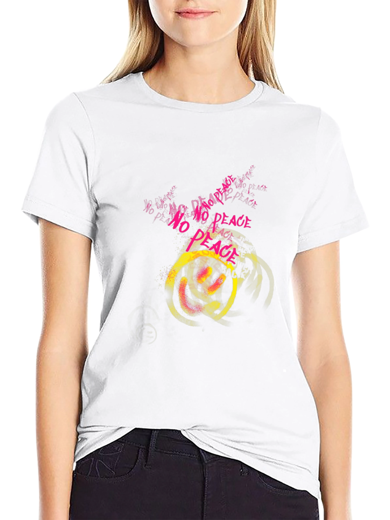 Edgy Graphic Print T-Shirt - No Peace