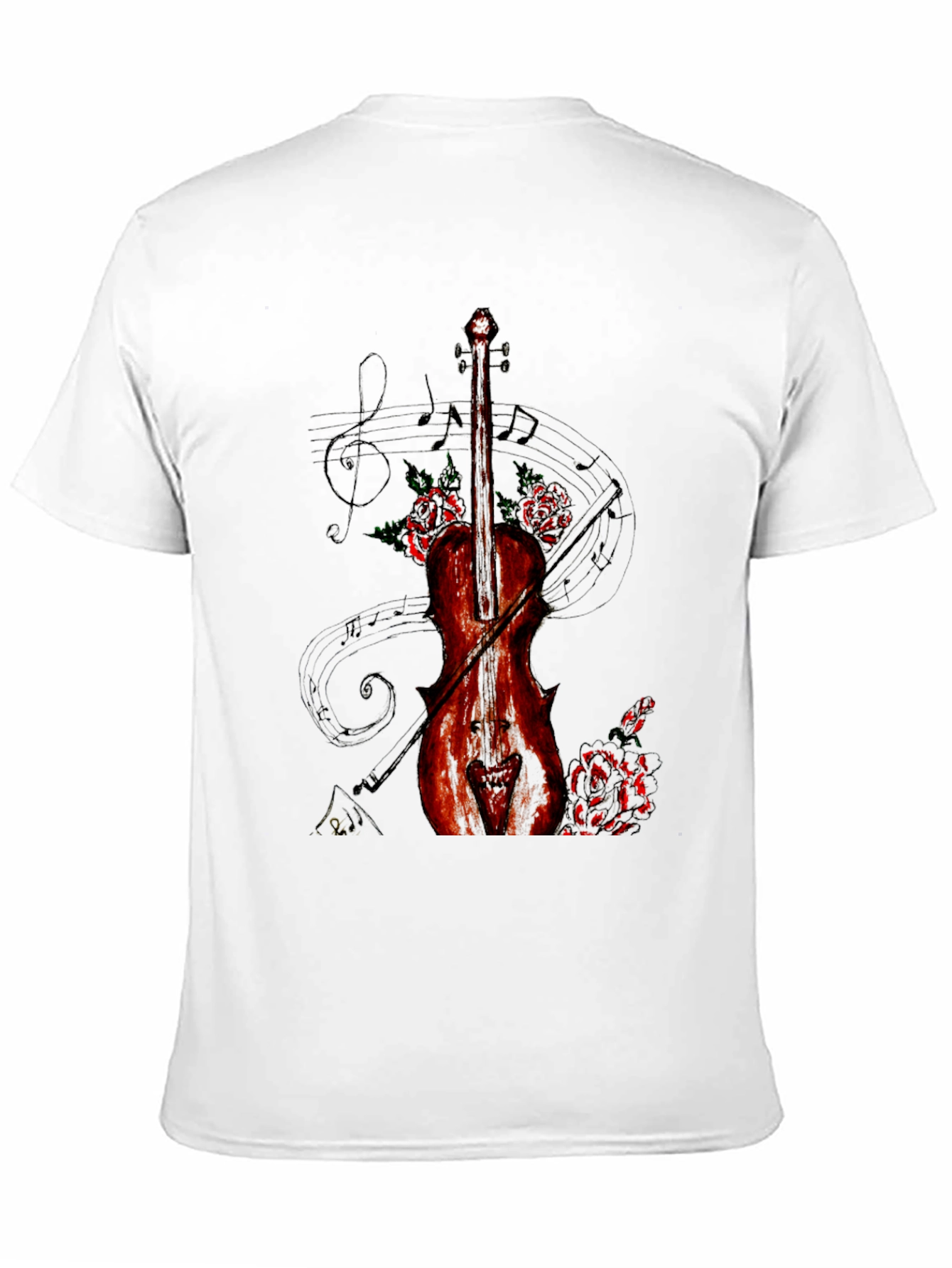 Musical Violin & Roses Graphic T-Shirt