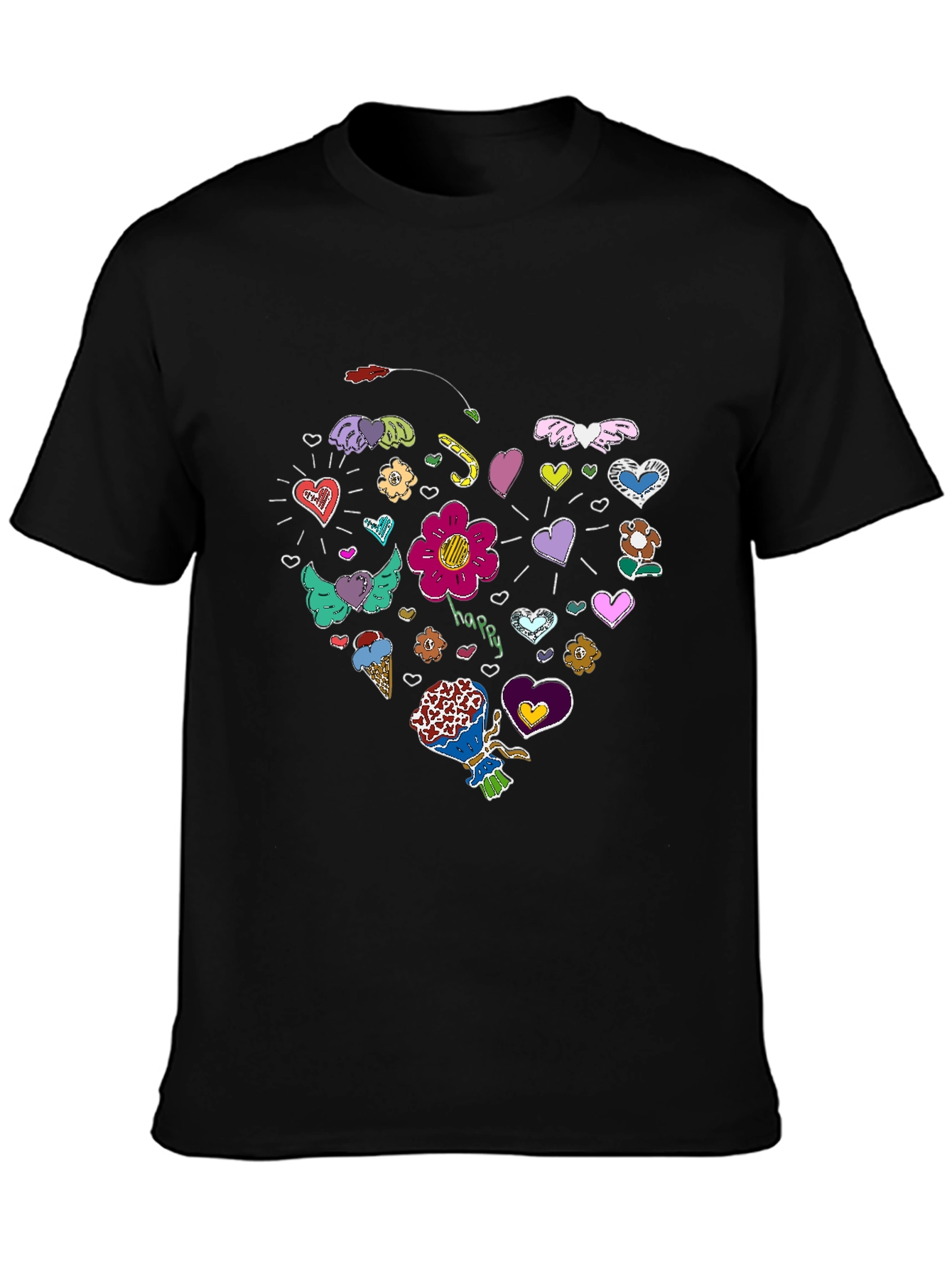 Heart Doodle Graphic Tee - Fun Casual Style