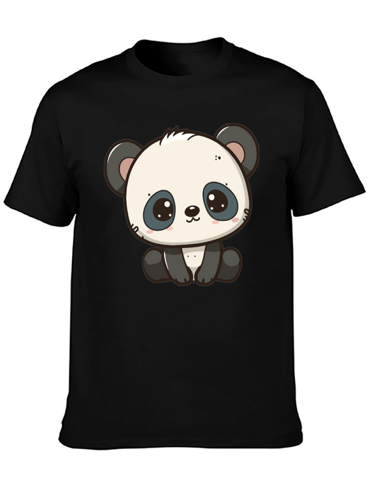 Cute Panda Graphic Black T-Shirt
