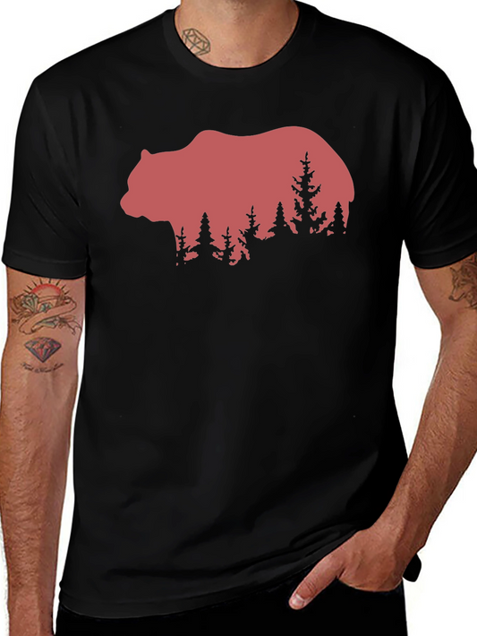 Bear & Forest Graphic Tee - Nature Lovers Shirt