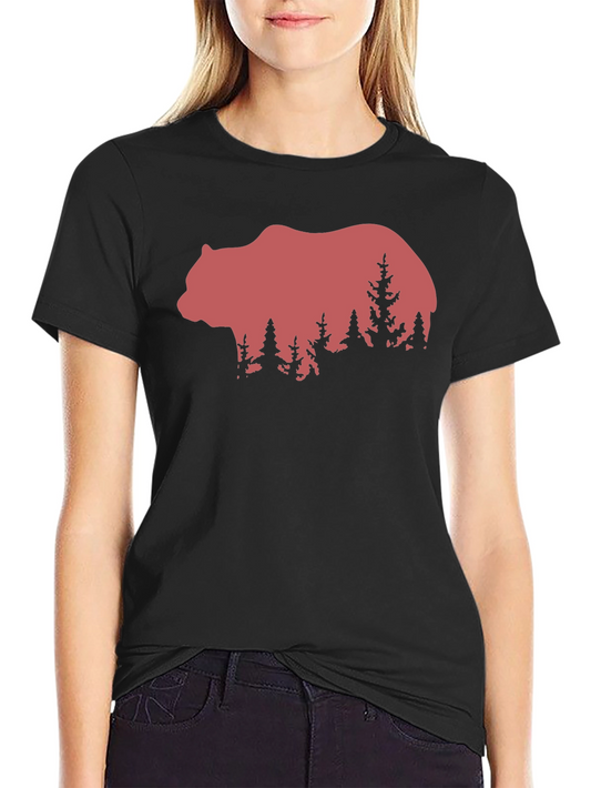 Bear & Forest Graphic Tee - Nature Lovers Shirt