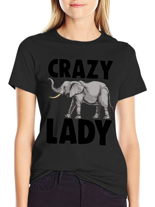 Crazy Elephant Lady Graphic Tee - Black