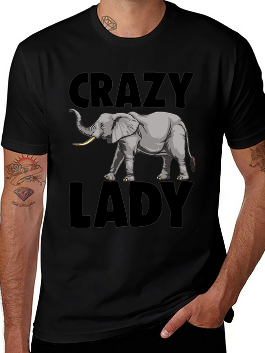 Crazy Elephant Lady Graphic Tee - Black