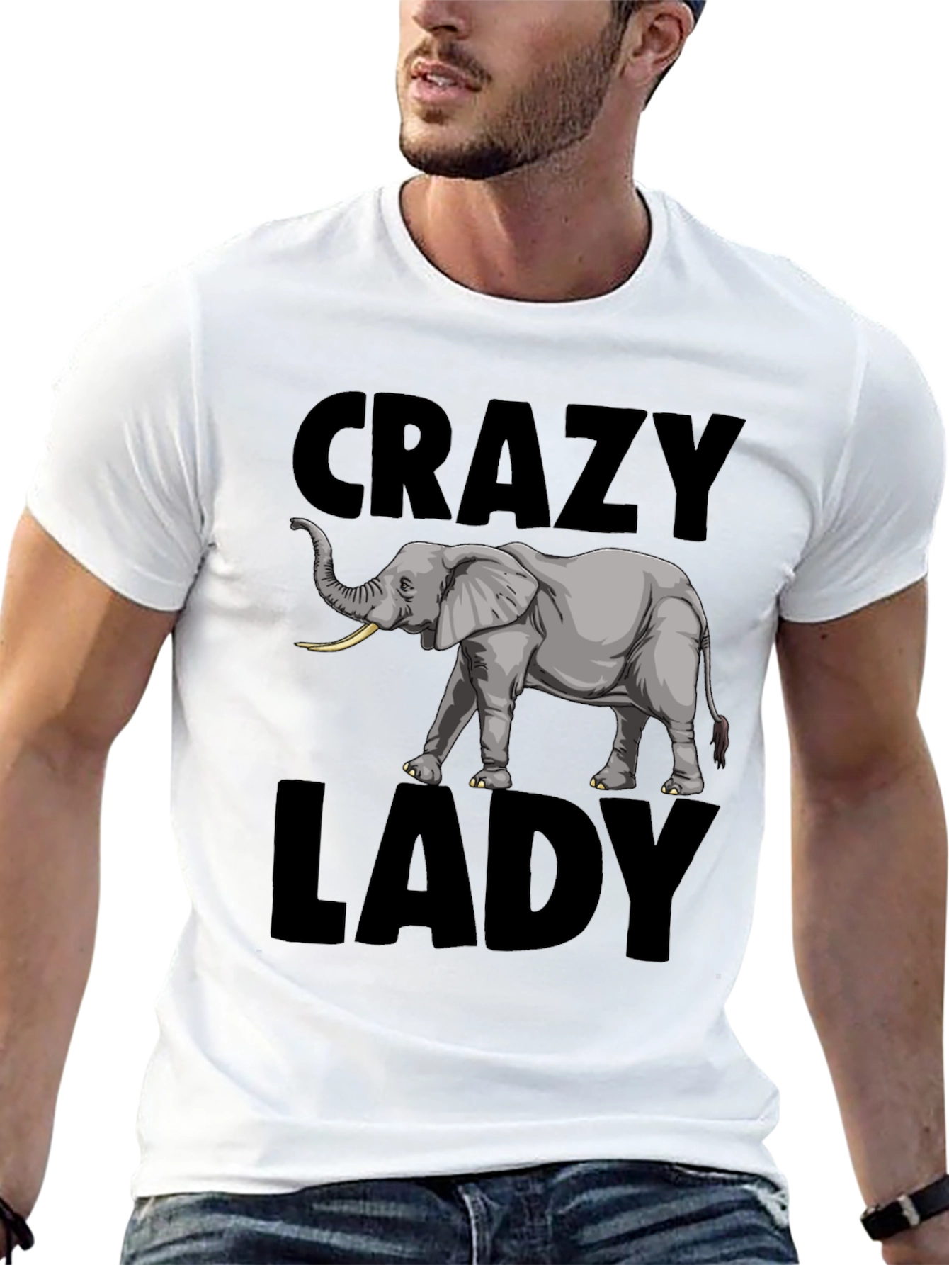 Crazy Elephant Lady Graphic Tee - Black