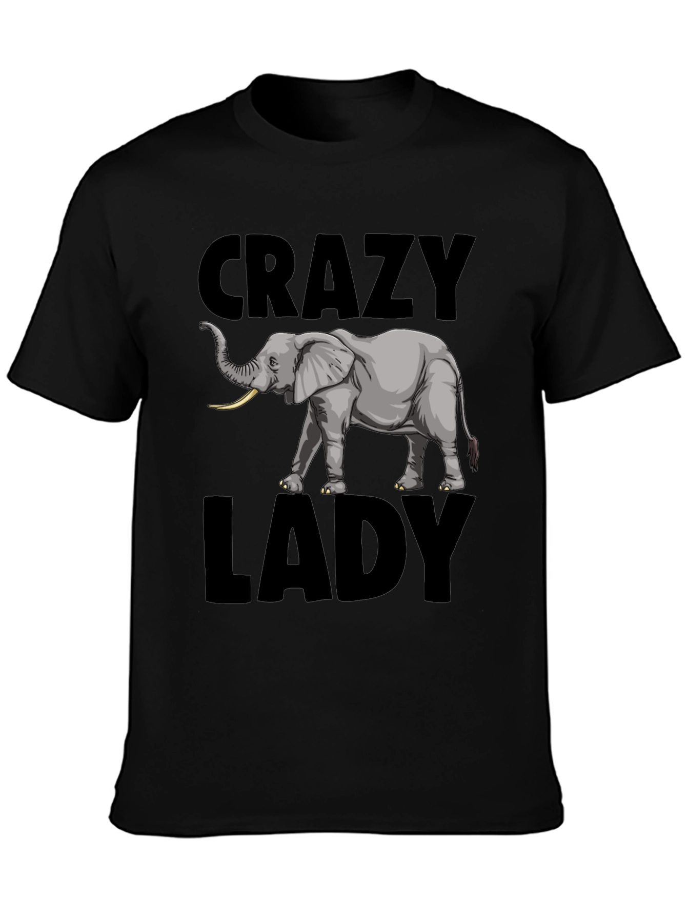 Crazy Elephant Lady Graphic Tee - Black