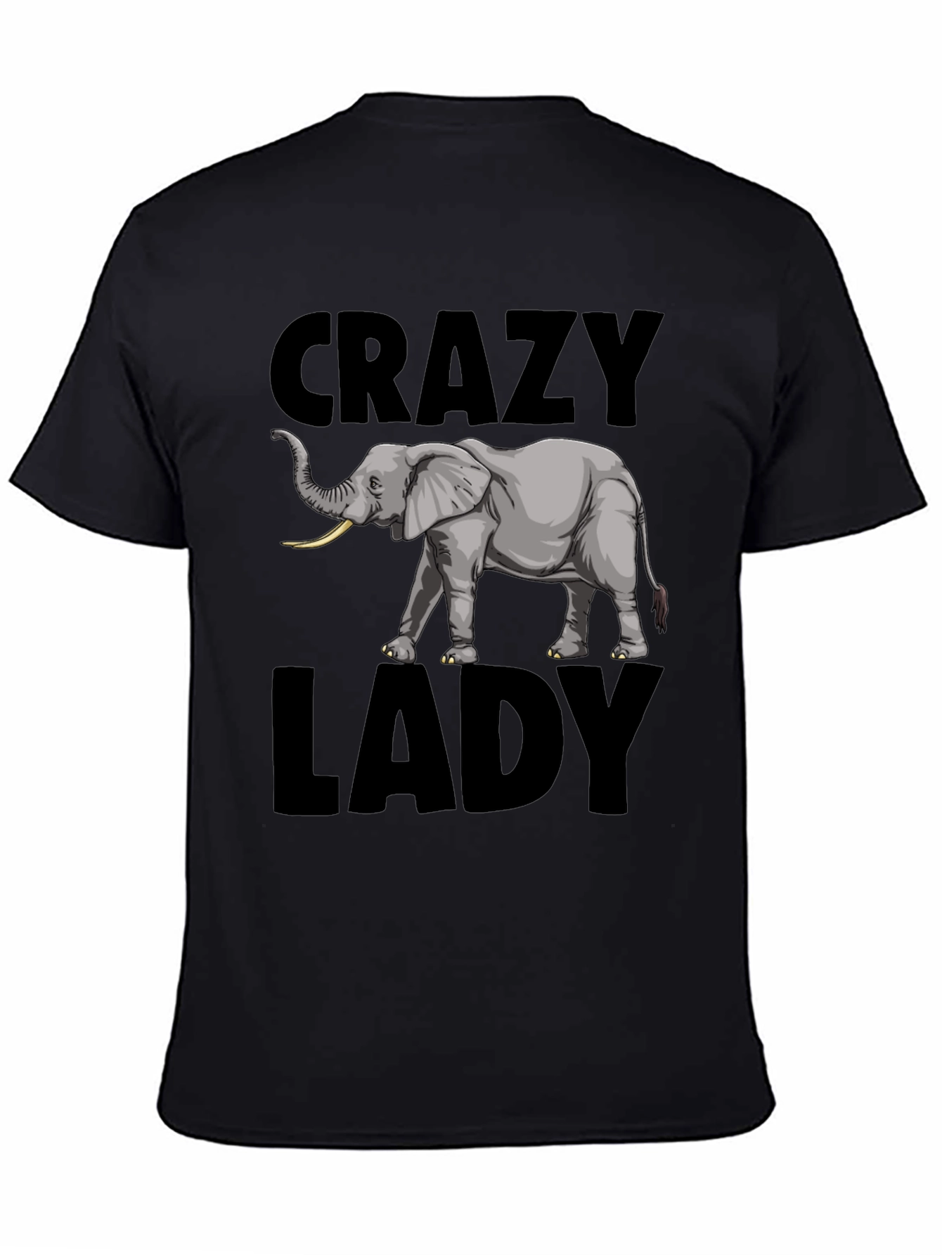 Crazy Elephant Lady Graphic Tee - Black