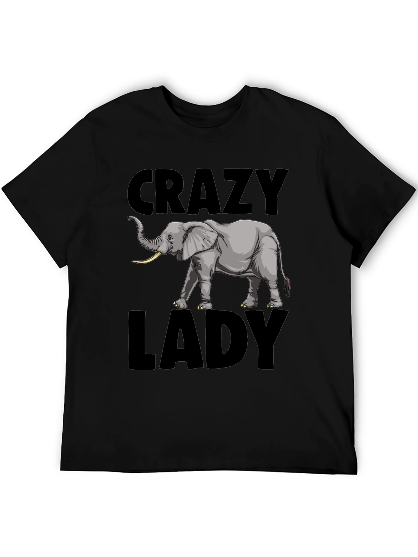 Crazy Elephant Lady Graphic Tee - Black