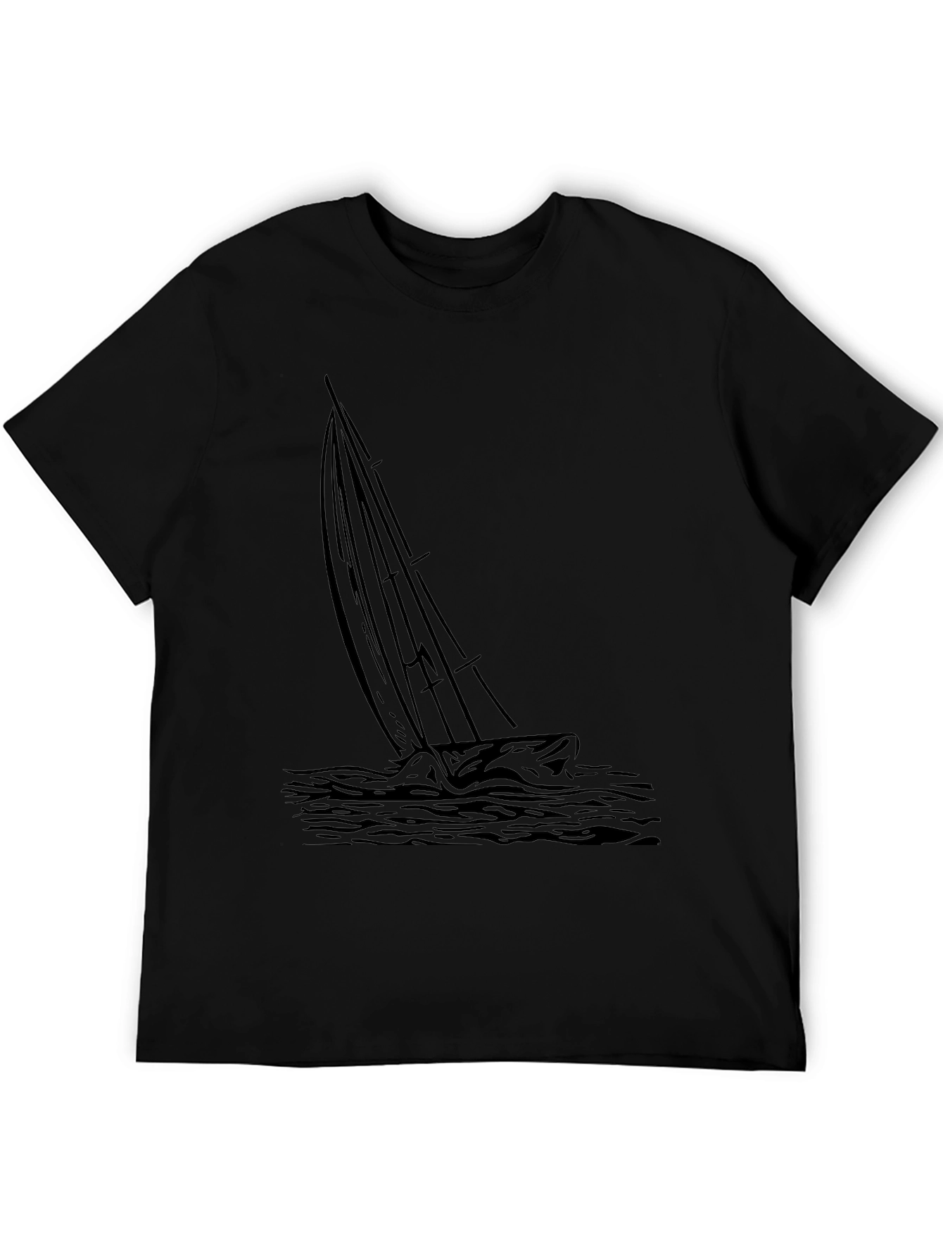 Mens Black Sailing Graphic Tee