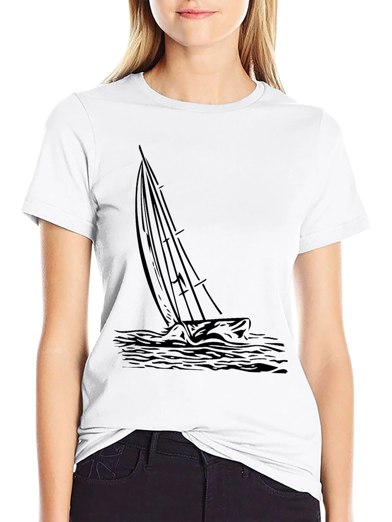 Mens Black Sailing Graphic Tee
