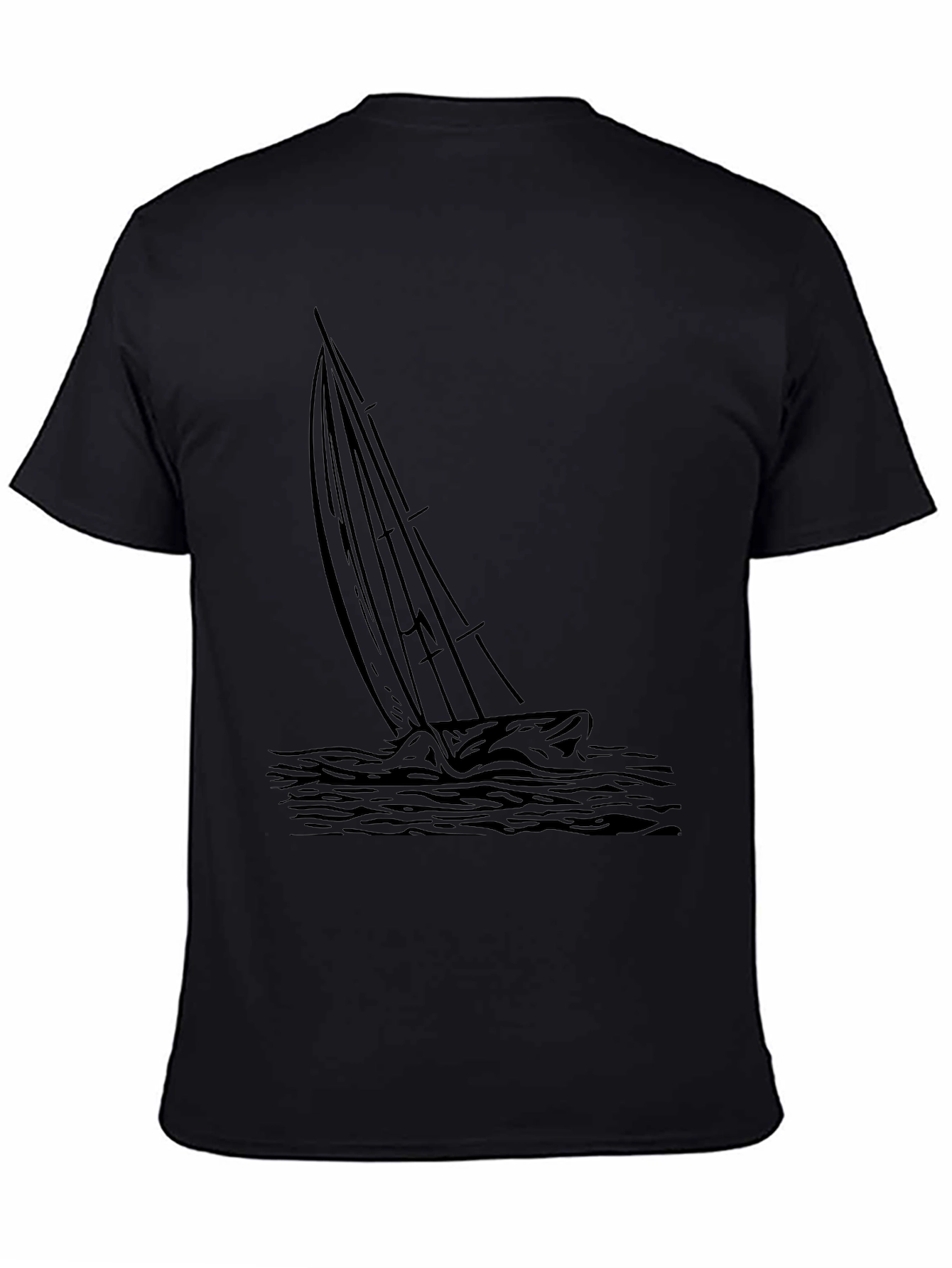 Mens Black Sailing Graphic Tee