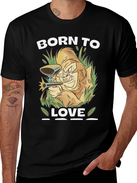 Born To Love Paintball Gorilla T-Shirt - Black